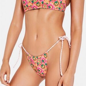VDM the Label Marley Reversible Bikini Bottoms in Pink Stripe/Floral Size: XS